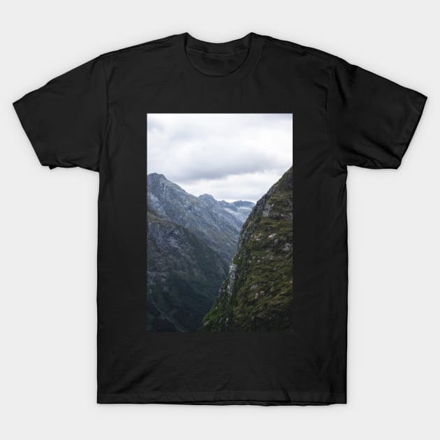 Large Moody Mountains During Blue Hour New Zealand T-Shirt by Danny Wanders